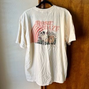 Rosie Daze Spring Rainbow Dog Logo Tee Comfort Colors Size XL - NWT